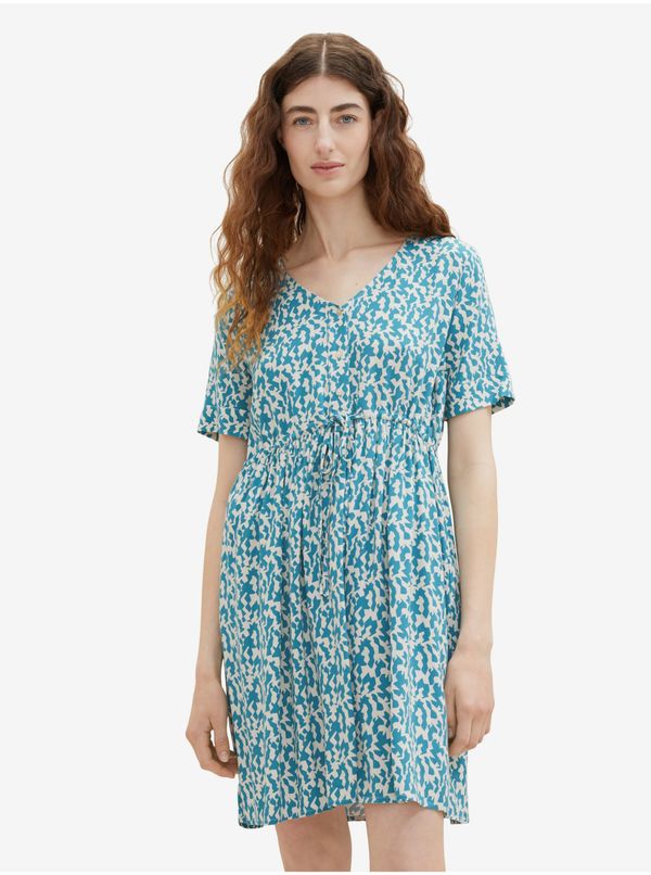 Tom Tailor Cream-Blue Ladies Patterned Dress Tom Tailor - Women