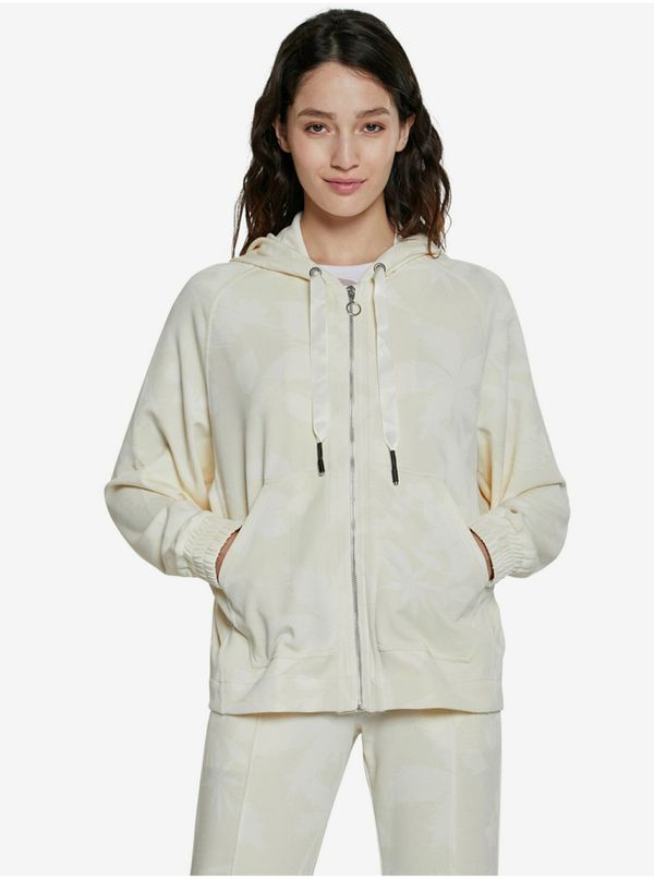 DESIGUAL Cream Desigual Hoodie Zip Pintuck Camo - Women's