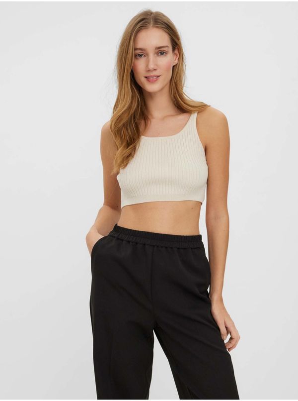 Vero Moda Cream ribbed crop top VERO MODA Fibly - Women