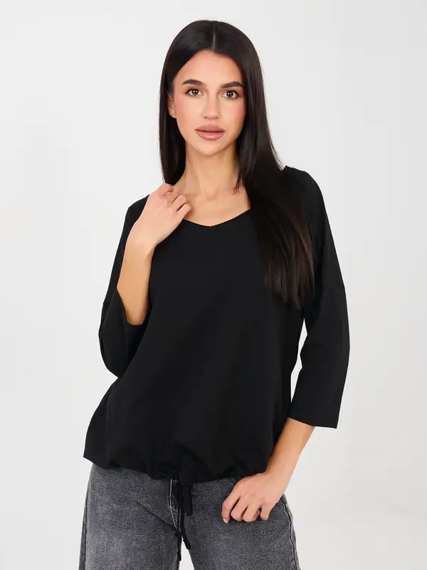 RUE PARIS Crna bluza s 3/4 rukavima