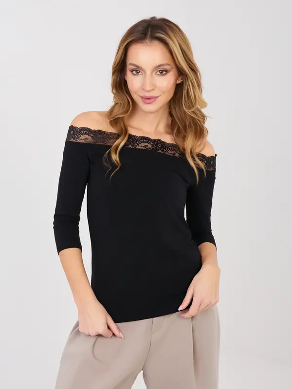 RUE PARIS Crna bluza s 3/4 rukavima