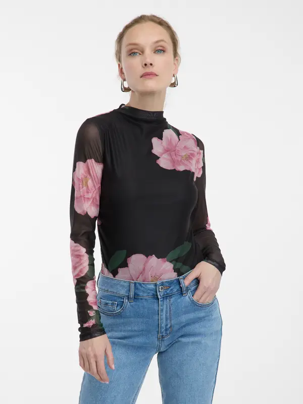 Orsay Crna bluza s cvjetnim uzorkom