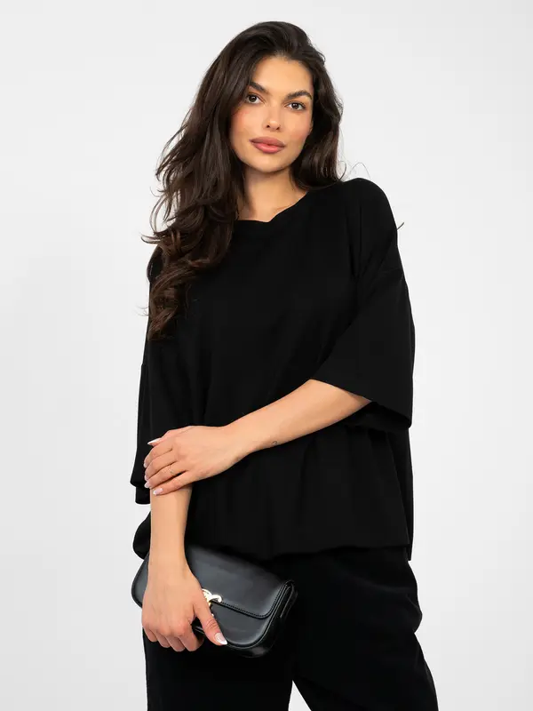 RUE PARIS Crna bluza s okruglim izrezom