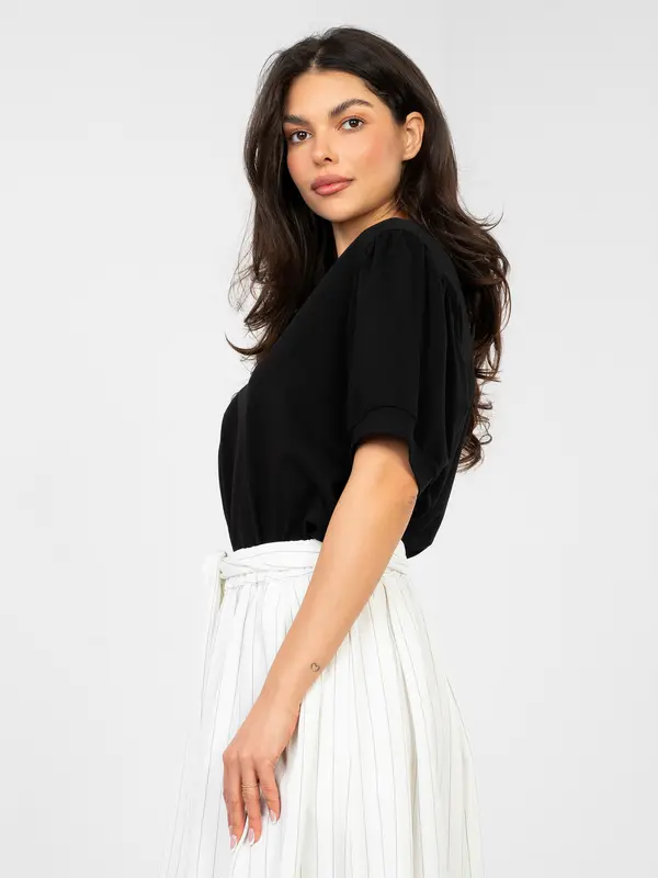 RUE PARIS Crna bluza s puf rukavima