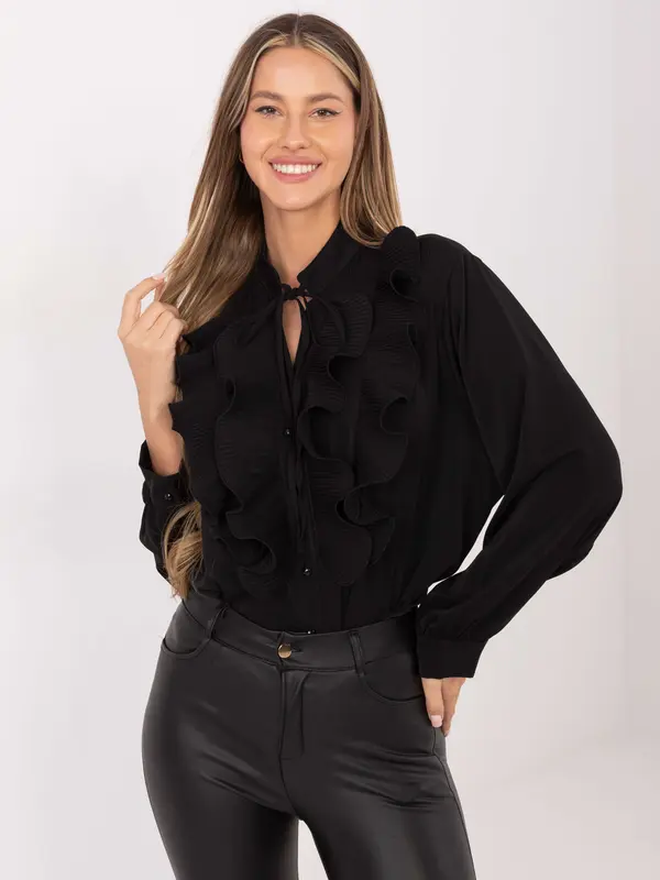 Factory Price Crna bluza s uzorkom i volanima