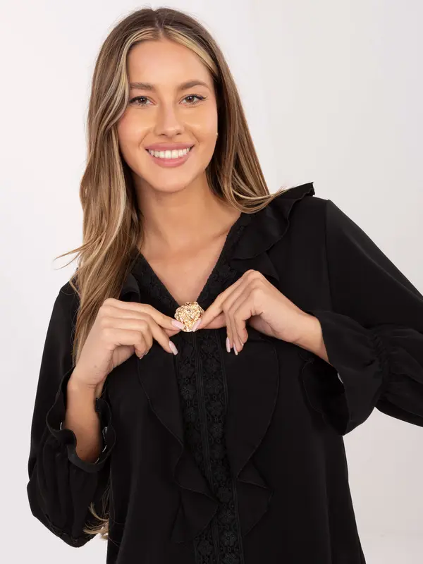 MODA ITALY Crna bluza s volanima