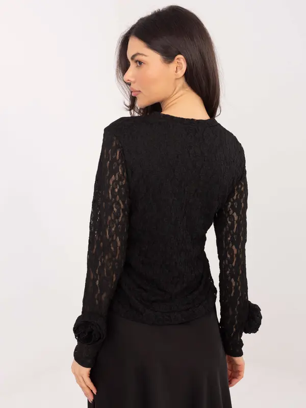 Italy Moda Crna čipkasta bluza
