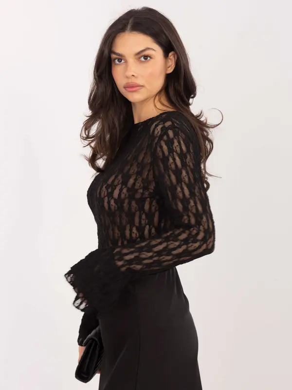Italy Moda Crna čipkasta bluza