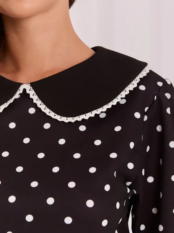 Italy Moda Crna elegantna bluza s točkicama