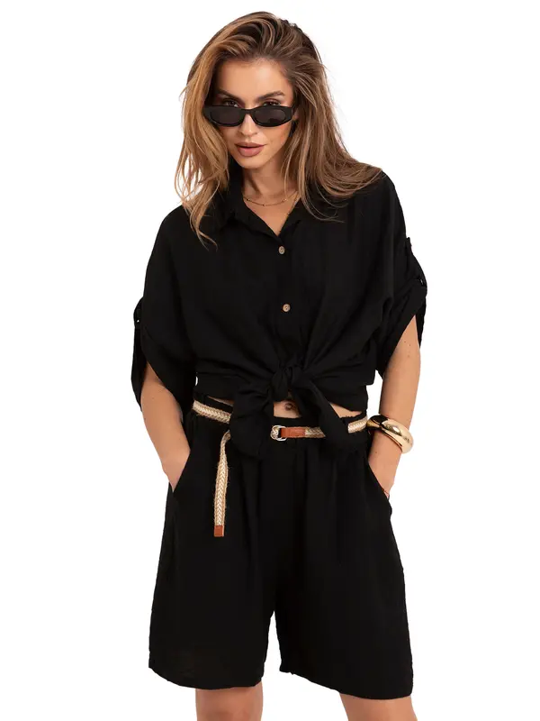 Italy Moda Crna ljetna košulja MI-KS-6537
