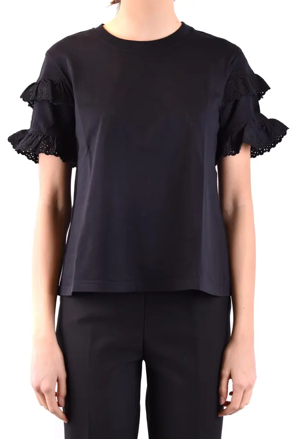 Alexander Mcqueen Crna majica s volanima na rukavima