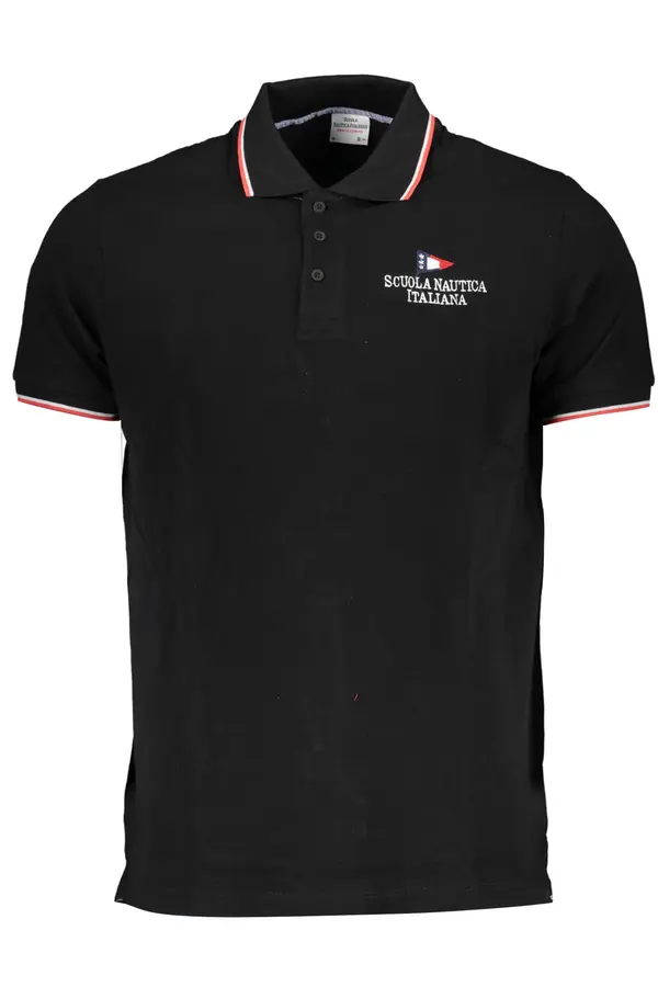 SCUOLA NAUTICA Crna muška polo majica kratkih rukava