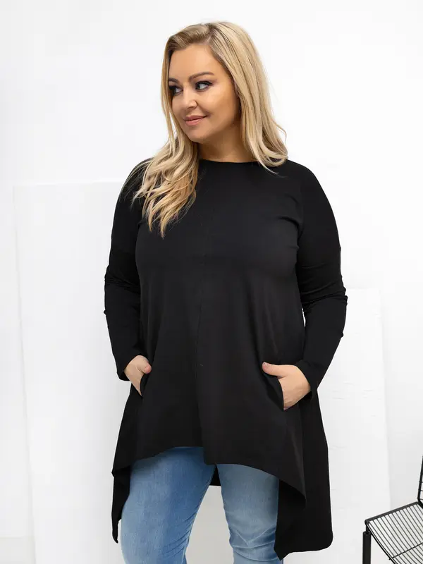 RELEVANCE Crna plus size bluza s džepovima