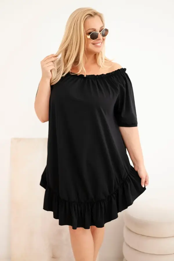 Kesi Crna plus size haljina s volanima
