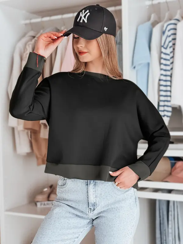 DStreet Crna predimenzionirana bluza s ogrlicom