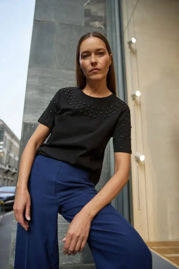 Marisse Crna ženska majica kratkih rukava Marisse