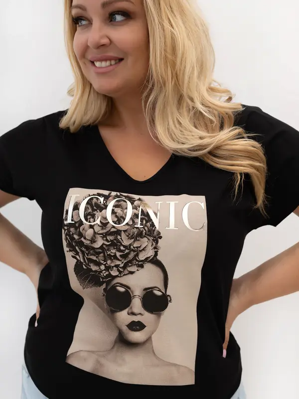RELEVANCE Crna ženska majica plus size
