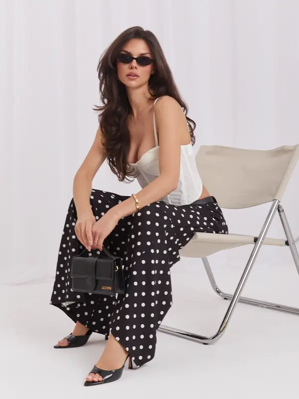 Italy Moda Crne elegantne palazzo hlače