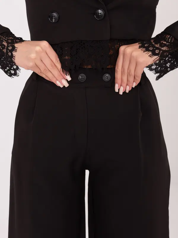 RUE PARIS Crne jednobojne hlače