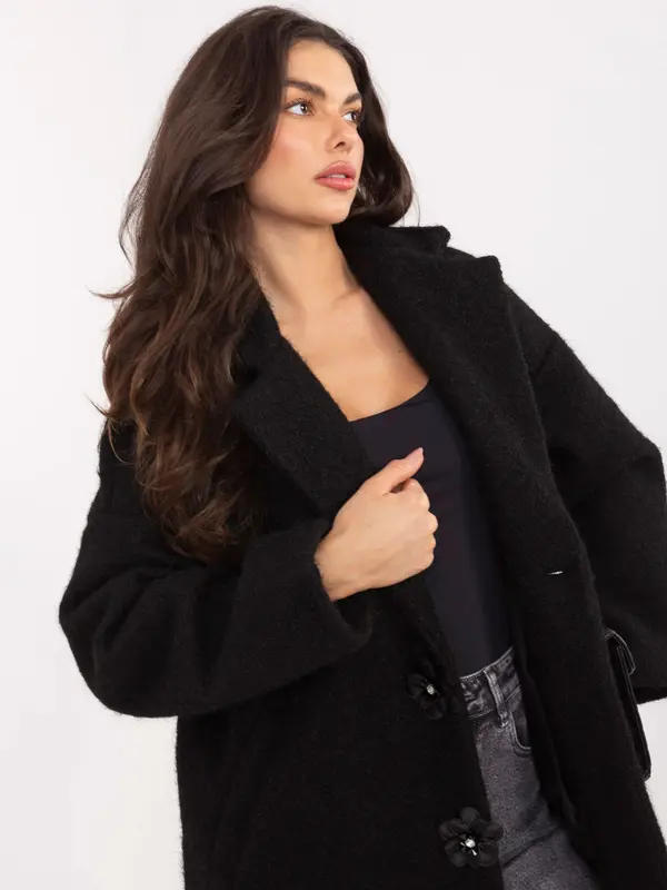 Factory Price Crni kaput s velikim gumbima