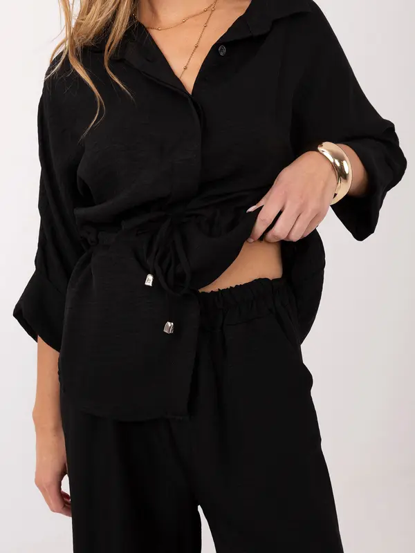 Italy Moda Crni ljetni set s košuljom