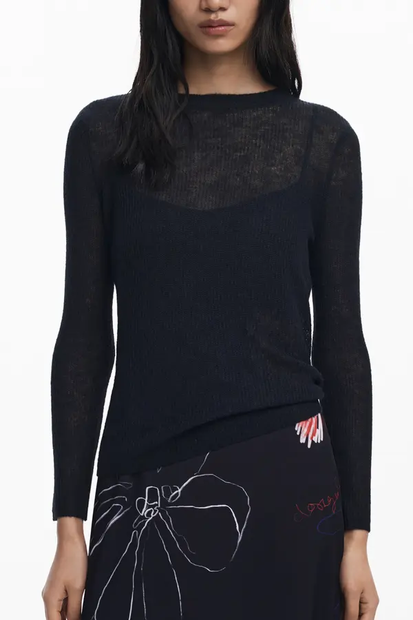 DESIGUAL Crni pulover s dugim rukavima