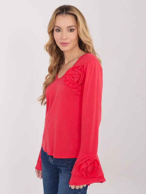 Italy Moda Crvena bluza s cvjetnim detaljima