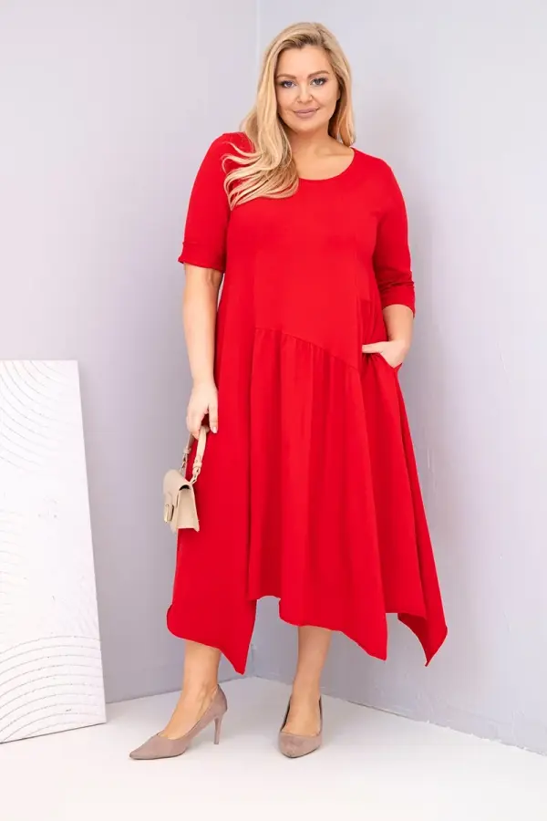 Kesi Włoski Crvena plus size haljina s asimetričnim rubom