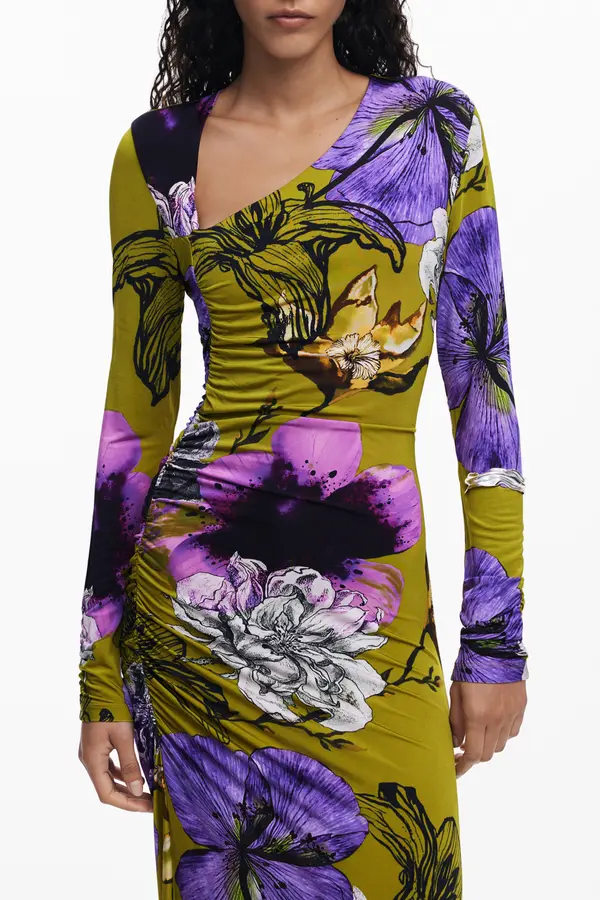 DESIGUAL Cvjetna maxi haljina dugih rukava
