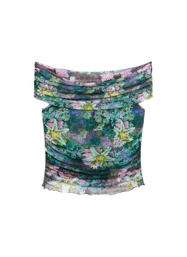 DESIGUAL Cvjetni top s brodskim izrezom