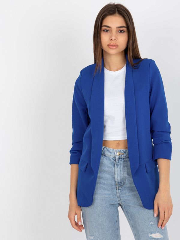 Fashionhunters Dark blue jacket with 3/4 sleeves by Adele