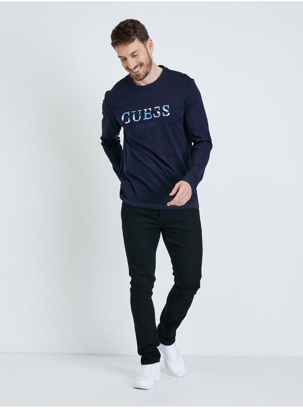Guess Dark Blue Men's Long Sleeve T-Shirt Guess Sorin - Men