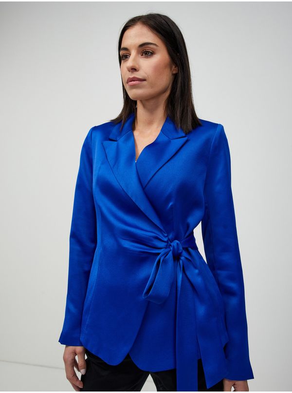Orsay Dark blue satin jacket with ORSAY tie - Women