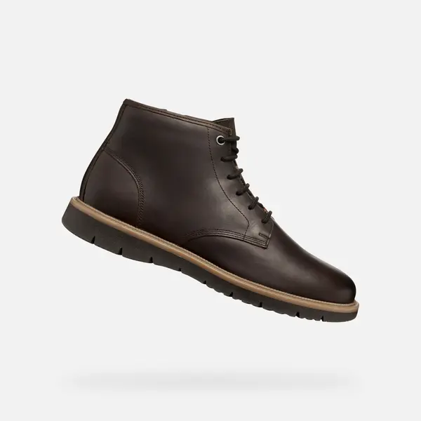 GEOX Dark brown men's ankle boots Geox Pove - Men's