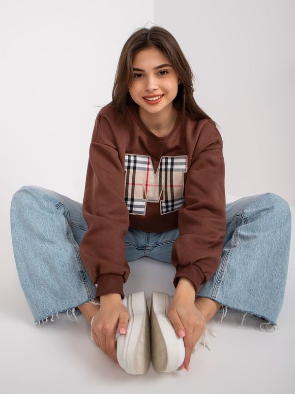 Fashionhunters Dark brown sweatshirt with Elise print