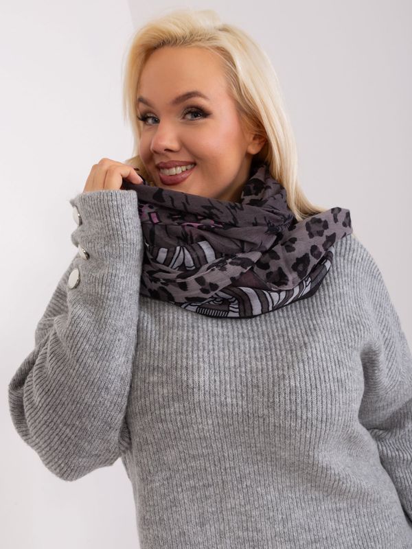Fashionhunters Dark gray scarf with animal print