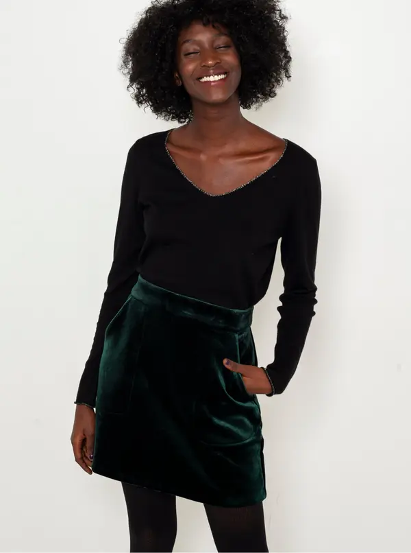 CAMAIEU Dark green skirt in suede CAMAIEU - Women