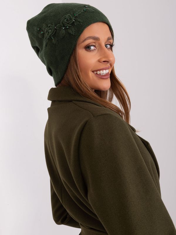 Fashionhunters Dark green women's knitted beanie