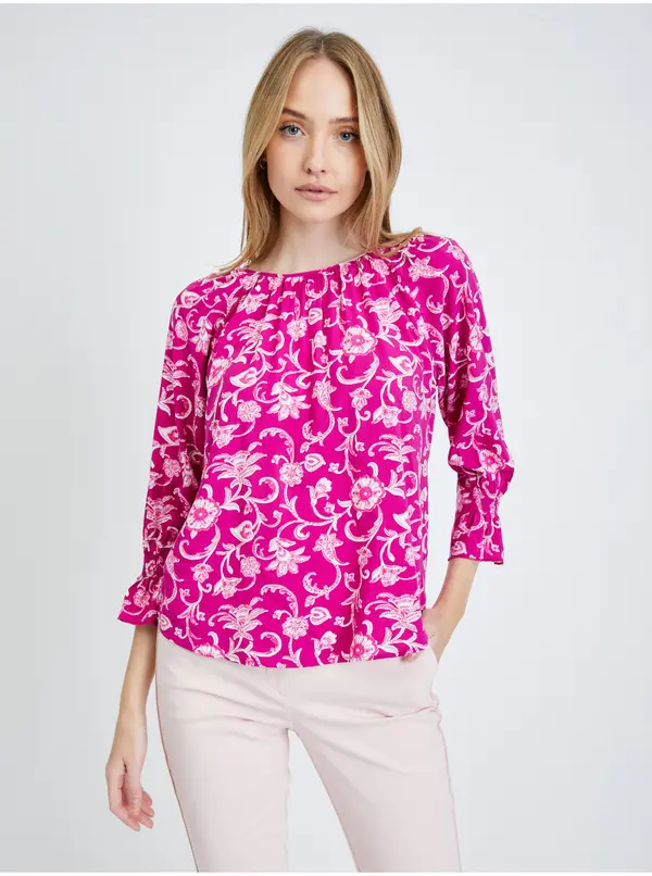 Orsay Dark Pink Flowered Blouse ORSAY - Women