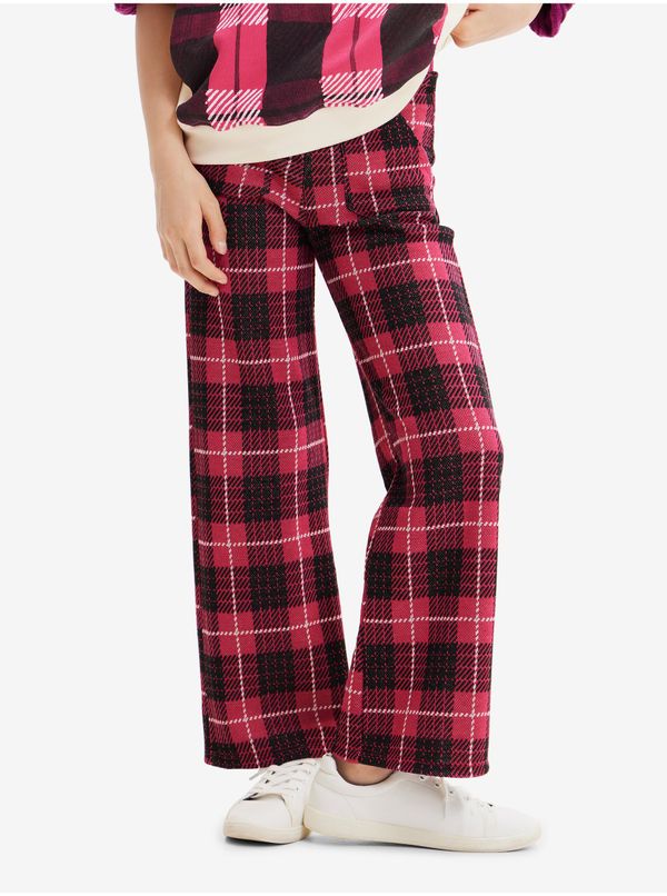DESIGUAL Dark pink girly checked pants Desigual Denis - Girls