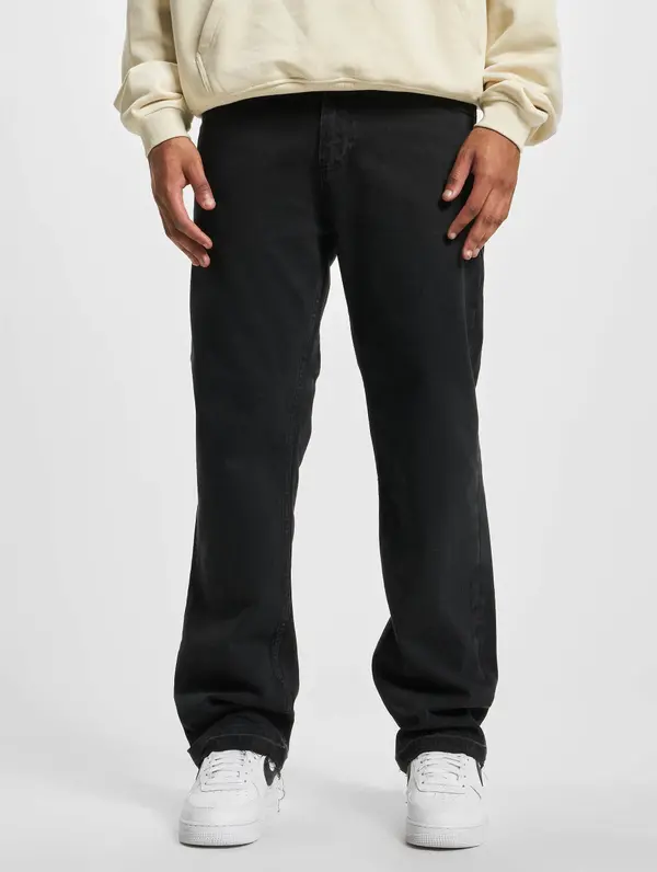 DEF DEF Straight Loose Fit traper crne boje