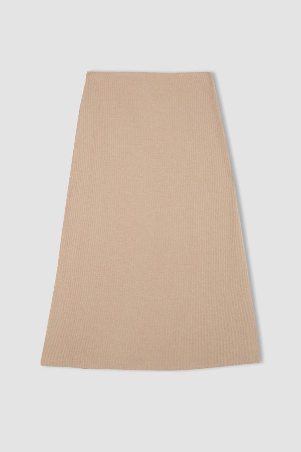 DEFACTO DEFACTO A Cut Elastic Waist Basic Plain Normal Waist Maxi Skirt
