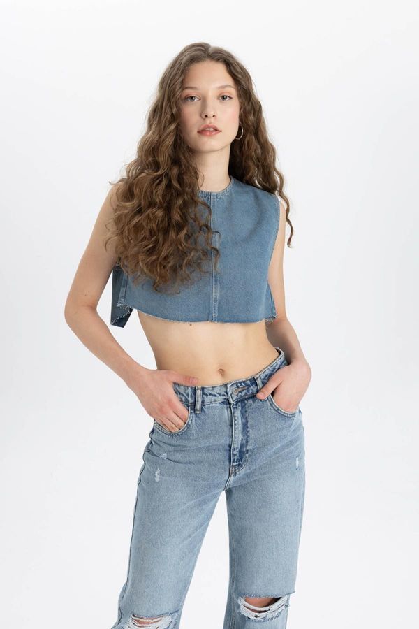 DEFACTO DEFACTO Afra X Crop Backless Jean Blouse