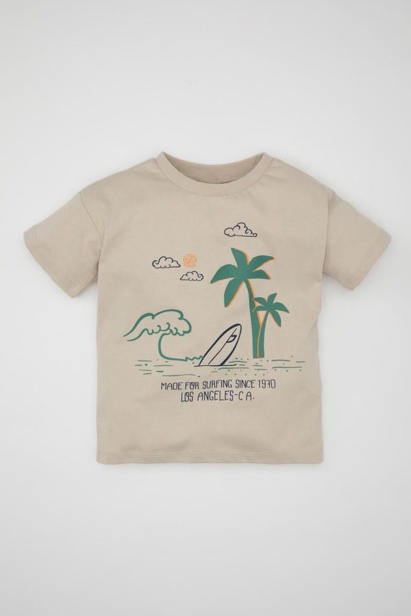 DEFACTO DEFACTO Baby Boy Crew Neck Palm Tree Patterned Short Sleeve T-Shirt