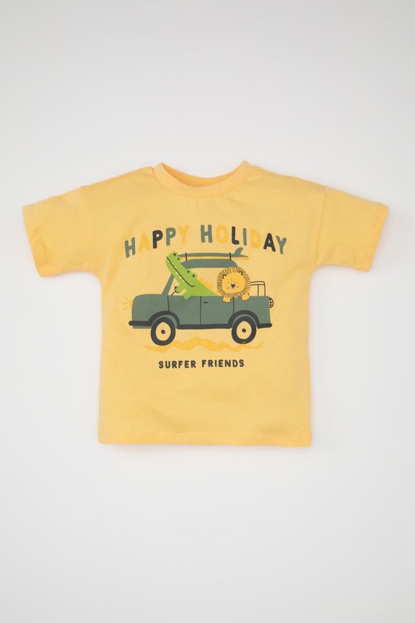DEFACTO DEFACTO Baby Boy Crew Neck Vehicle Printed Short Sleeve T-Shirt