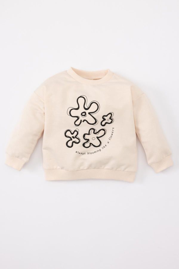 DEFACTO DEFACTO Baby Girl Crew Neck Floral Printed Sweatshirt