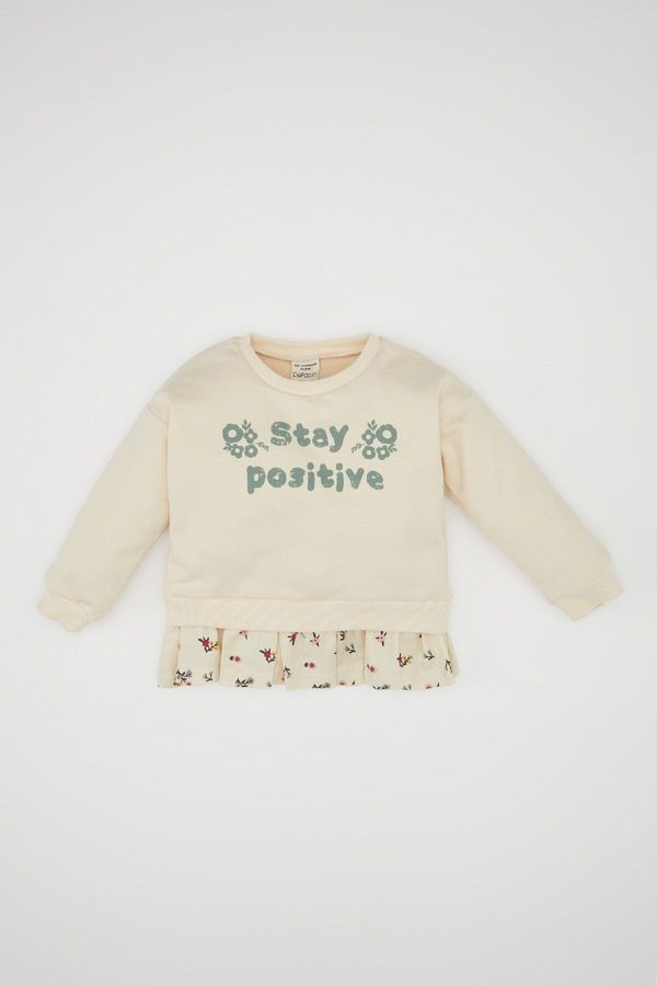 DEFACTO DEFACTO Baby Girl Crew Neck Printed Soft Fluffy Sweatshirt