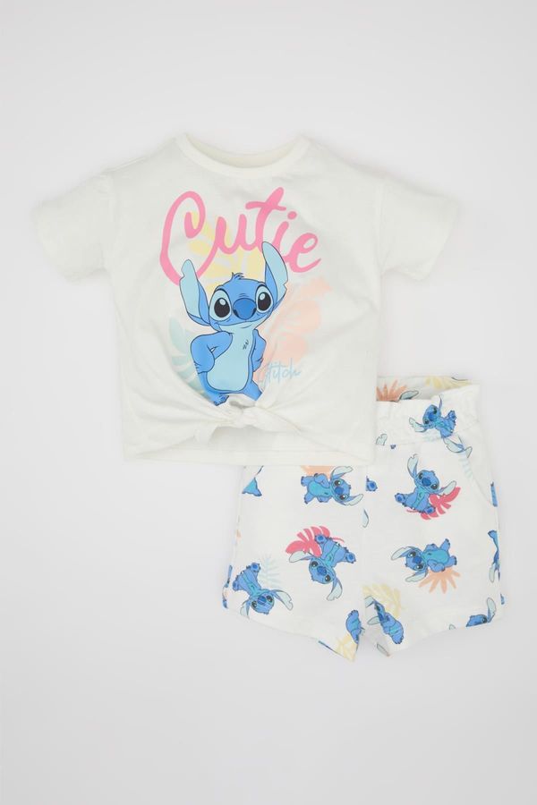 DEFACTO DEFACTO Baby Girl Disney Lilo & Stitch Short Sleeve T-shirt Shorts 2-Piece Set