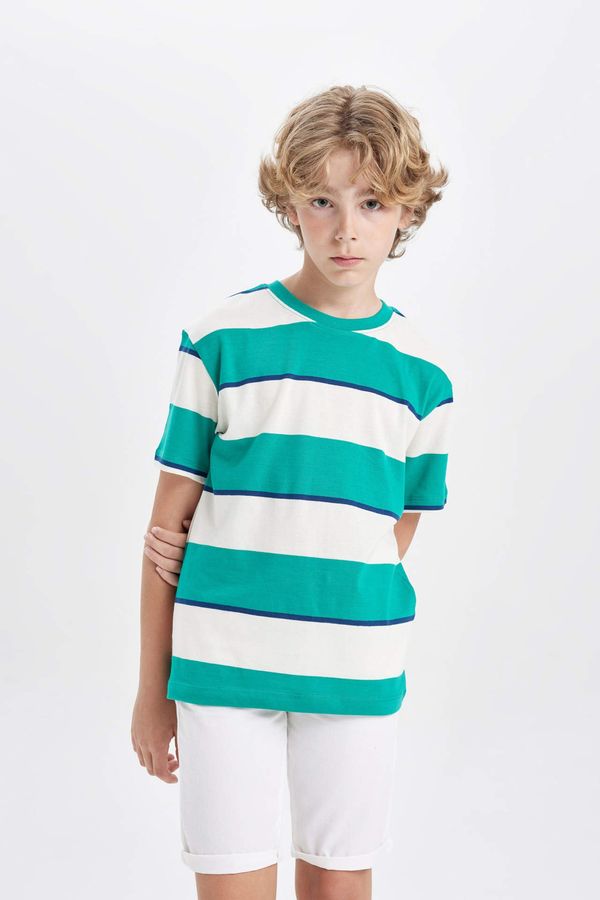 DEFACTO DEFACTO Boy Crew Neck Striped Short Sleeve T-Shirt