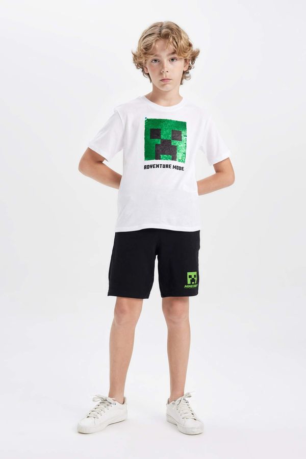 DEFACTO DEFACTO Boy Minecraft Short Sleeve T-Shirt Shorts 2 Piece Set